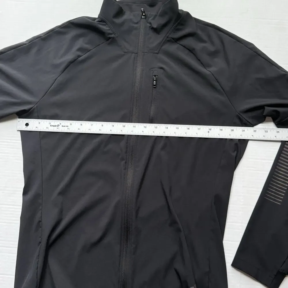 Adidas Mens M Running Jacket Black Reflective Full Zip Windbreaker Athletic